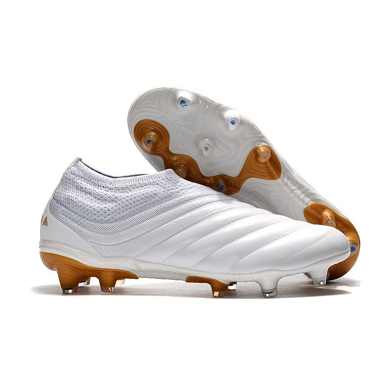 Botas Futbol Hombre Adidas Copa 19+ – Blanco Oro – botas de futbol baratas,botas de futbol sin cordones