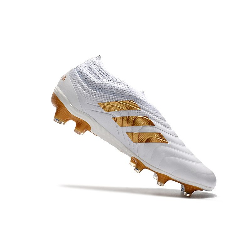 Botas Futbol Hombre Adidas Copa 19+ – Blanco Oro – botas de futbol baratas,botas de futbol sin cordones